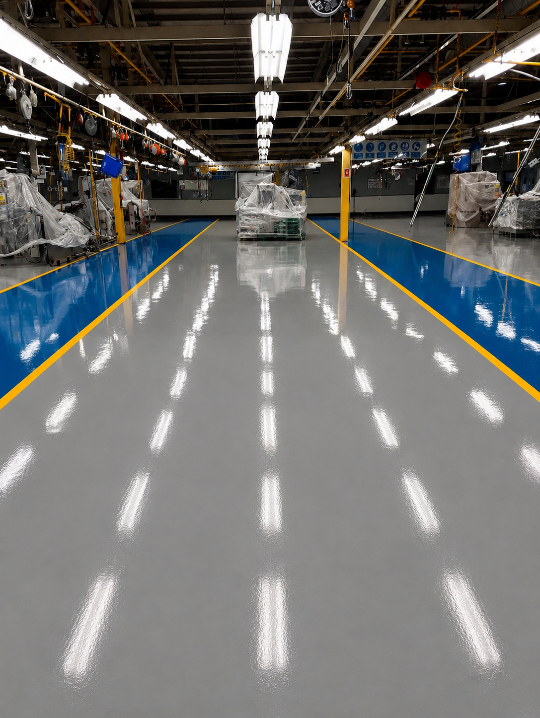 Aplicación de recubrimiento epóxico en piso industrial — Epoxher Mexicali